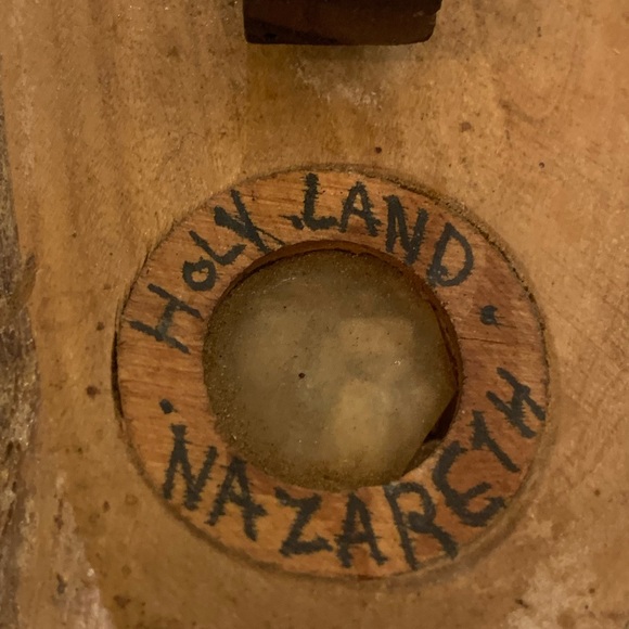 Vintage Crucifix Jesus Holy Land Cross Carved Olive Wood Nazareth Mid Century - Picture 4 of 8